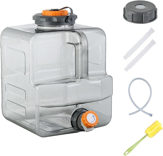 2.11-5.28 Gallon Water Jug, Camping Water Container with Spigot, No Leakage Water Tank Compatible with Electric Water Pumps, Water Bucket for Emergency Outdoor Hiking Picnic