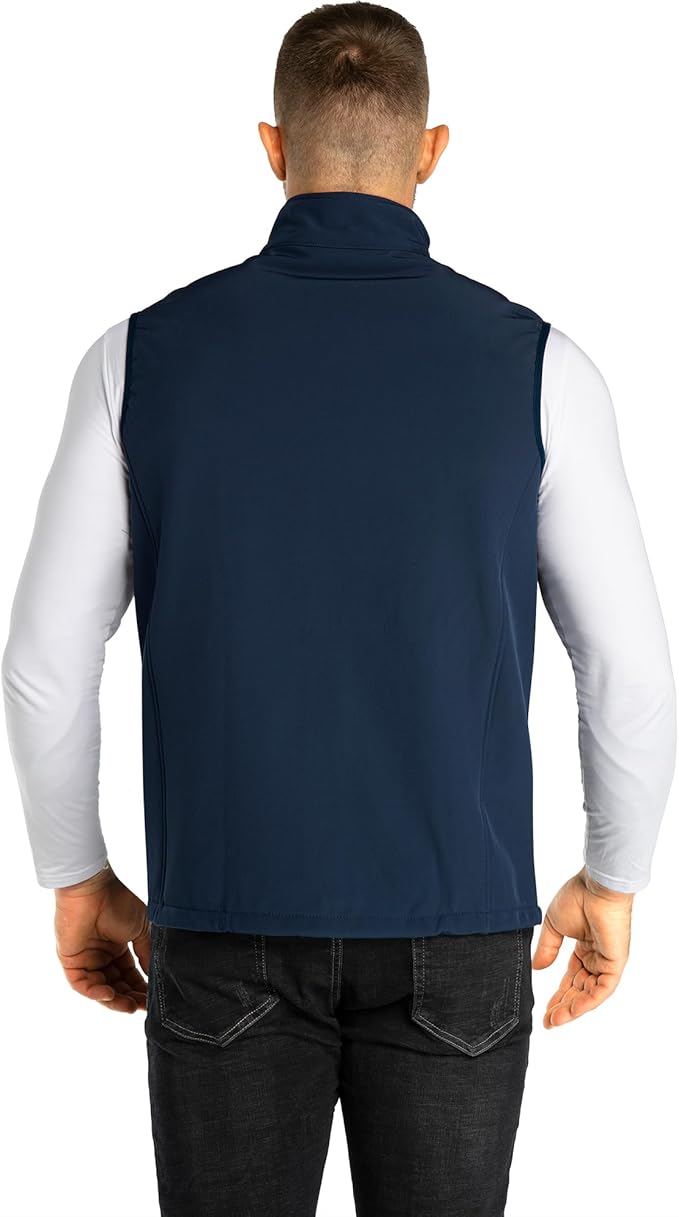 33,000ft Men's Lightweight Softshell Vest Outerwear Zip Up Fleece Lined Windproof Sleeveless Jacket for Golf Running Hiking