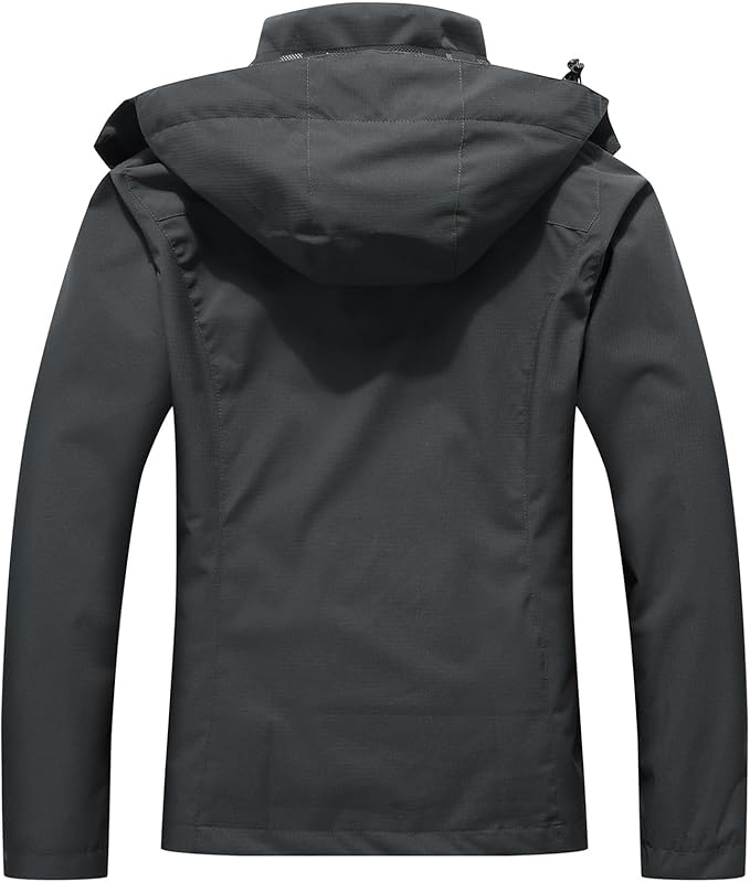 Women's Waterproof Raincoat Lightweight Rain Jacket Detachable Hood Travel Outdoor