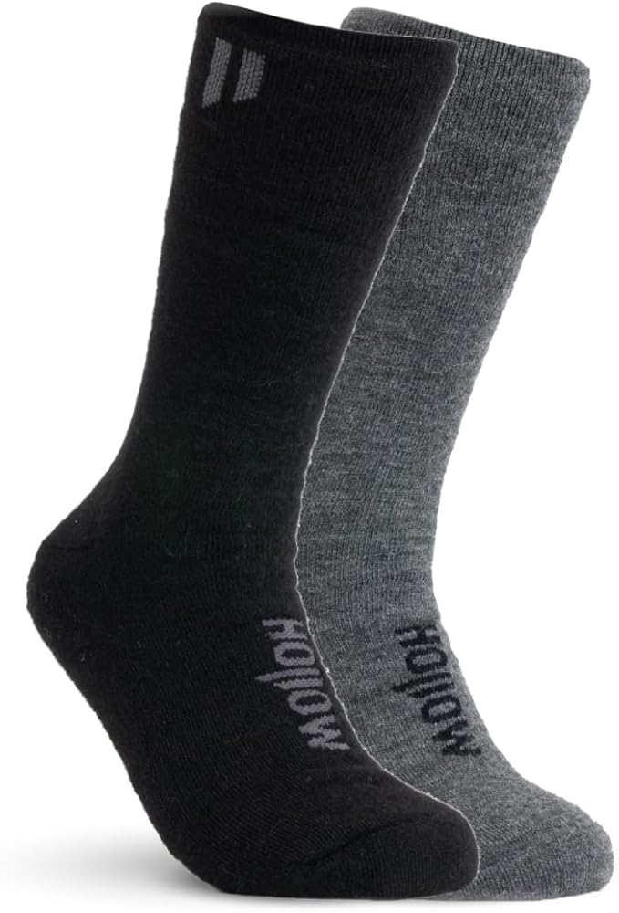 HOLLOW Alpaca Boot Socks for Men and Women, Moisture Wicking Alpaca Socks for Hiking, Running, Temperature Regulating