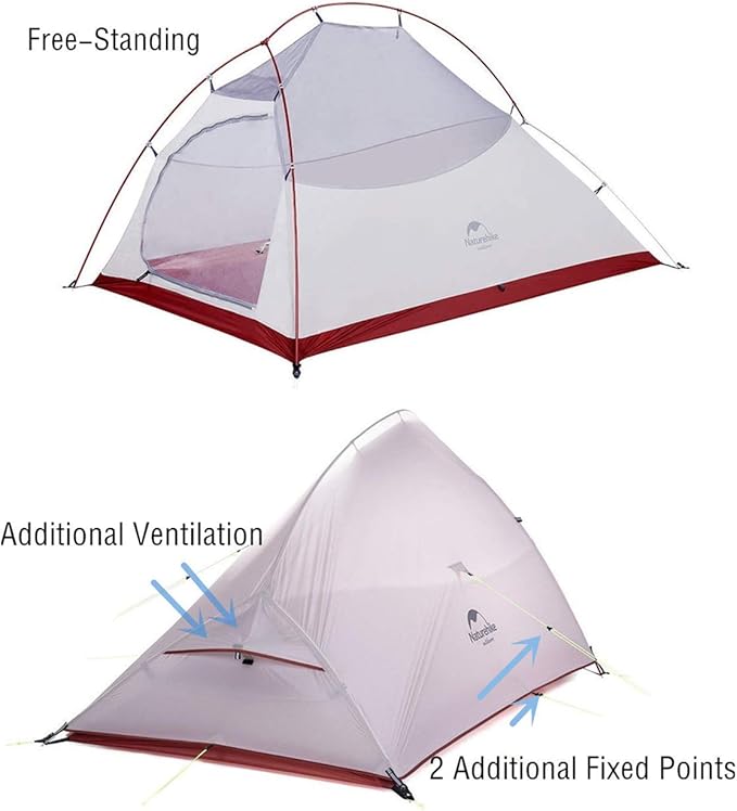 Naturehike Cloud-Up 2 Person Tent Lightweight Backpacking Tent with Footprint - Free Standing Ultralight Camping Hiking Backpack Tents Two Person Tent
