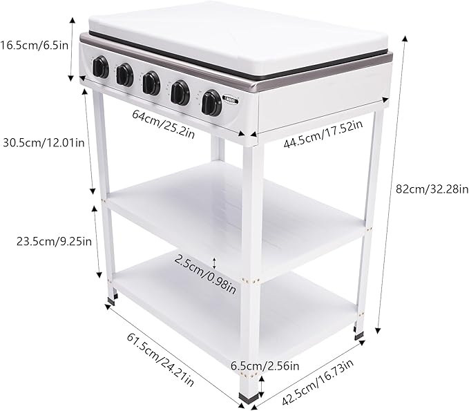 Natural Gas Stove, Outdoor 5-Burner Stove, Portable Natural Gas Stove with 2 Placement Boards and Windshield for Outdoor Camping, Fishing, RV Travel (White)