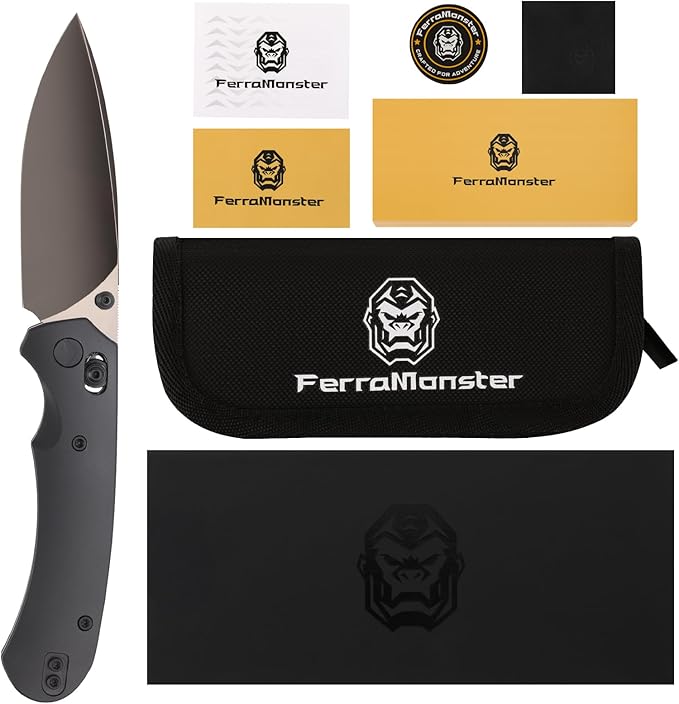 Folding Pocket Knife,3.31” M390 Blade,Erogonomic Titanium Handle,Hunting Survival Knife,EDC Knife for Hunting Camping Survival Outdoor Fishing Hiking(Black)
