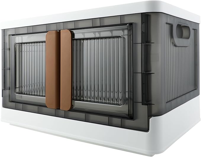 Storage Bin, Cabinet with Lids, Home Organizer, 8.4 Gallon Capacity, With Double Door, Bottom Wheels, Foldable, Plastic, Underbed or Countertop Use