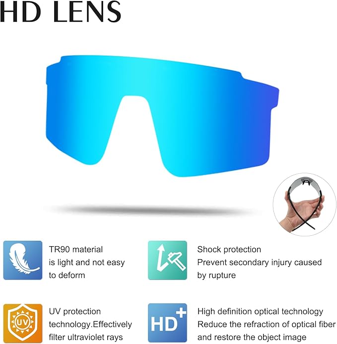 OULAIQI Cycling Sunglasses Polarized Sunglasses for Cycling Men Women with 1 Lens or 3 Interchangeable Lens Baseball Glasses