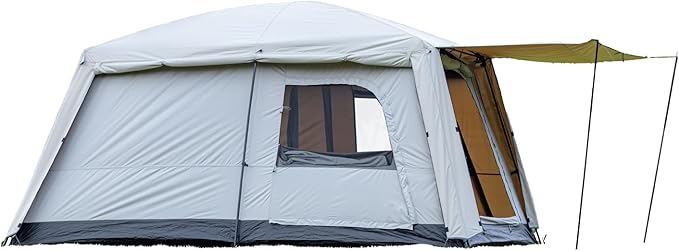 4-6 Person Family Camping Tent, 2 Rooms Living Room Design with Mesh Roof, 150D Waterproof Oxford Fabric, Full-Rainfly Easy Setup Portable Tent for Outdoor