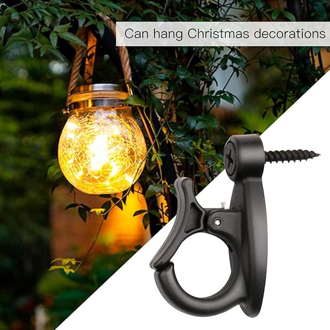 Elrswy 40Pack,Light Hanger Hooks,String Light Hooks,Screw-in Hooks for Hanging String Lights and Wire,Plants,Wind Chimes,Plastic,Black, Wall, Hooks-SQ-01