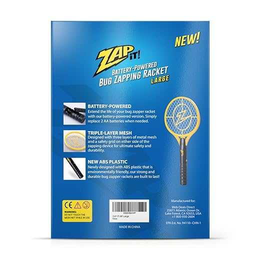 ZAP IT! Bug Zapper Battery Powered (2xAA Included) Bug Zapper Racket, 3,500 Volt