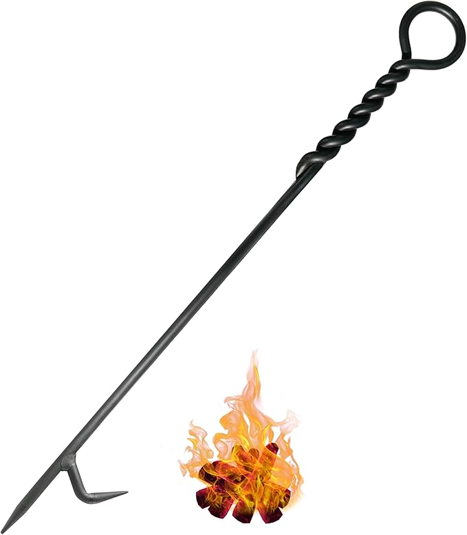 Fire Poker. 40 Inch, Strong & Sturdy and Durable One Piece Fire Pit Poker. Sturdy Extra Long Fireplace Poker with Strength. Perfect Fire Poker for Camping, Backyard Fire Pit and Fireplace.