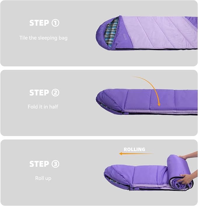 Cotton Flannel Liner Sleeping Bag for Adults Teens Kids, Cold Weather & Warm, 3-4 Seasons, Lightweight Compact Camping Essentials Equipment, Hiking, Outdoor, Travel