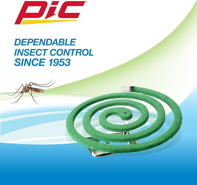 PIC Mosquito Repelling Coils, Outdoor Mosquito Repellent, 5 to 7 Hours Protection, 10-Feet Area Coverage, Suitable for Patio, Porch, Backyard & Outdoor Use, 40 Coils (4 Packs of 10)