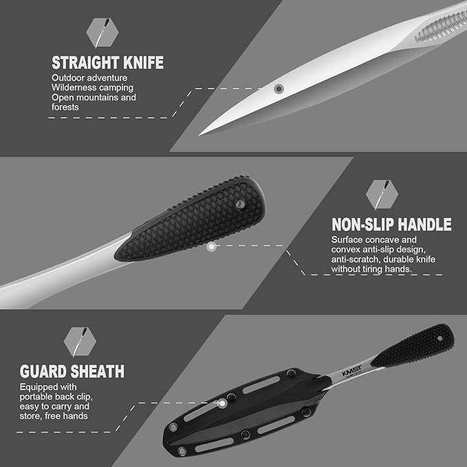 Bayonet Knife with Sheath: Fixed Blade Tactical Bayonet Knives for Survival Hunting Camping - 3.9" Japanese Aus-8 Steel Blade
