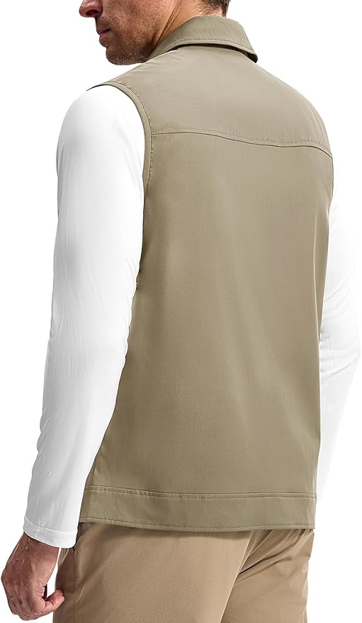 TBMPOY Men's Vest Casual Lightweight Thin Utility 3 Zip Pockets Stylish Sleeveless Jackets Summer Fall Golf Travel Business