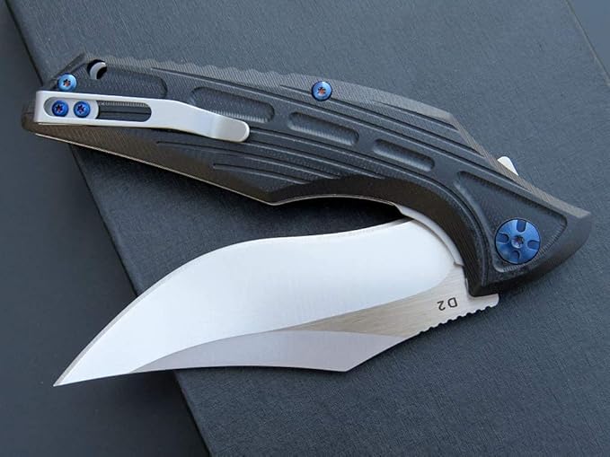 Eafengrow EF924 Folding Knife D2 Steel Blade + G10 Handle camping Knife Outdoor EDC TOOL (Black)