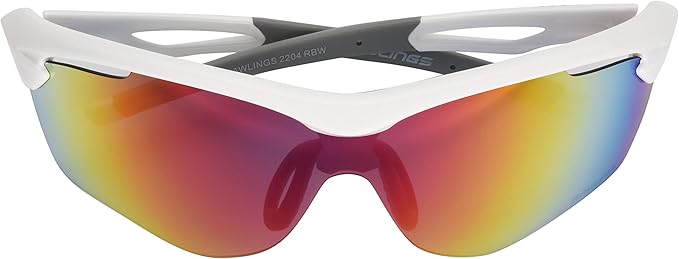 Rawlings Cleat Chaser Blade Sport Sunglasses for Men, Shiny White/Rainbow Mirror, 69mm
