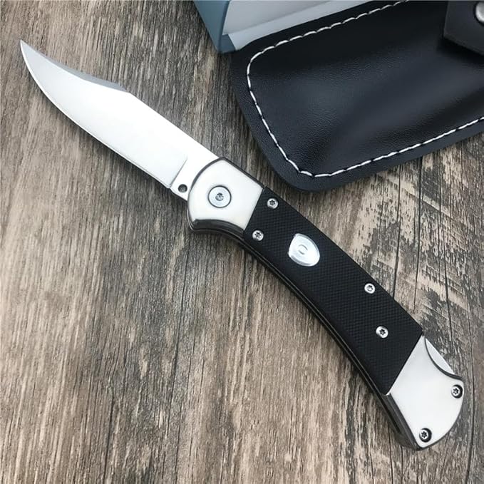 3'' 440C Clip Point Blade Black G10 Handle Back Lock Folder Opening,Camping EDC Tool Folding Pocket Knife Everyday Carry,Gift for Men