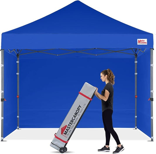 MASTERCANOPY Heavy Duty Pop-up Canopy Tent with Sidewalls (10x10,Blue)