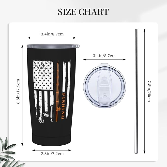 Fishing Gifts for Men, Fishing Tumbler 20oz, Fisherman Gifts Stainless Steel Coffee Travel Mug, Gift for Men Who Love Fish Coffee Cup, Bass Fly Fishings Gift for Husband/Dad/Boyfriend/Grandpa