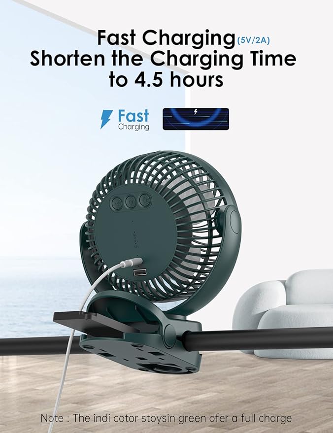 Camping Fan with Remote Control - 12000mAh Rechargeable Battery Powered Fan, Camping Fans for Tents with LED light & Hanging Hook, Rechargeable Battery Operated Ceiling Fans for Tent RV Bed, Green