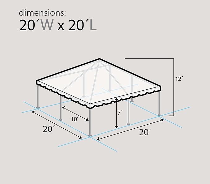 Party Tents Direct 20'x20' Weekender West Coast Tent Frame Party Tent Red White and Blue PVC Top with Storage Bag - Tents for Parties, Weddings, Birthdays, Banquets, Fiestas, Outdoor Event