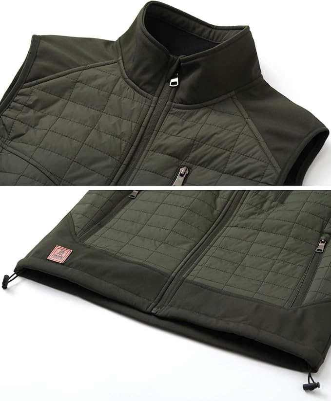 Vcansion Men's Lightweight Fleece Lined Puffer Vest Softshell Outerwear Sleeveless Jacket for Hiking Travel Golf