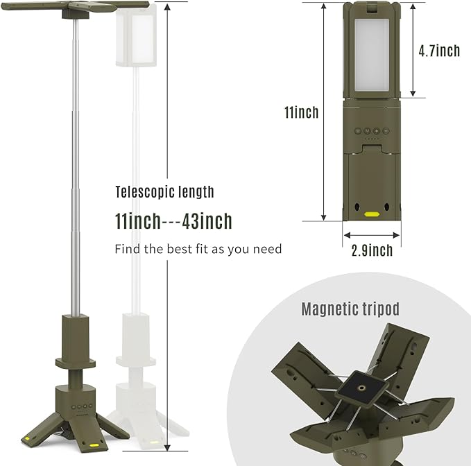 Portable LED Camping Light with Telescopic Stand,Rechargeable Outdoor Emergency Four-Leaf led Lighting,14000 mAh Waterproof Tent Lights Camping Gadgets Adjustable Work Light