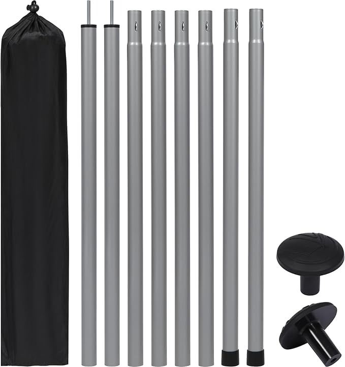REDCAMP Large 10x17ft Waterproof Camping Tarp, Portable Hammock Rain Fly with 4 Collapsible Tarp Poles, 8 Guy Lines & Stakes, Backpacking Tent Shelter for Camping, Hiking, Beach (4 Poles)
