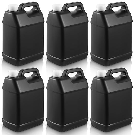 6 Pcs 1 Gallon Plastic Jug with Lids Square Empty Storage Containers HDPE Carboy Plastic Jar Containers for Water Beverage Oil Liquids (Black)