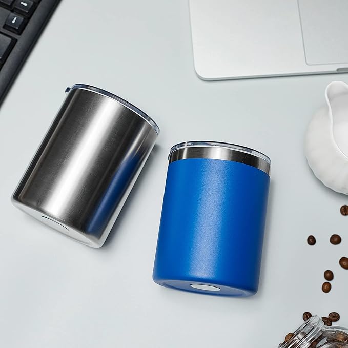 MEWAY 12 oz Lowball, Tumbler Stainless Steel Double Wall Vacuum Insulated Mug with Straw and Lid, Cleaning Brush ,Durable Powder Coated Insulated Coffee Cup for Cold & Hot Drinks (Navy,4 pack)