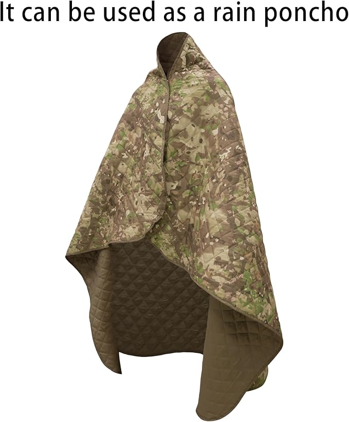 LOOGU Camo Blanket Waterproof Insulation Poncho Liner for Outdoor Camping, Hiking, Hunting, Survival, Backpacking, Picnicking