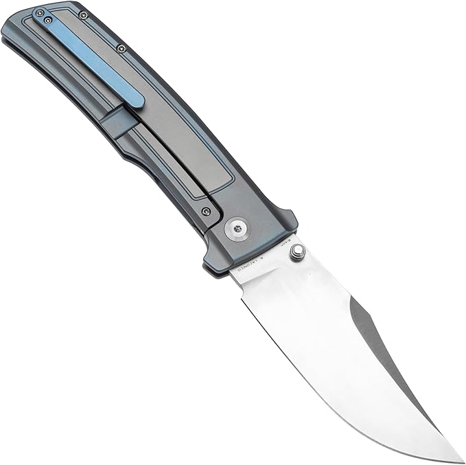 KANSEPT Bison Pocket Folding Knife, 4.25'' Satin CPM S35VN Steel Sharp Blade, Blue Durable Two-Tone Titanium Handle, Frame Lock and Thumb Stud for Edc, Camping Hiking Knives K1108B2