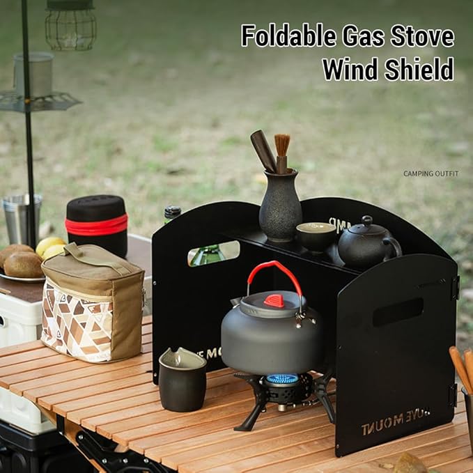 HUIOP Foldable Camping Wind Shield Portable Gas Stove Windproof Screen for BBQ Cooking