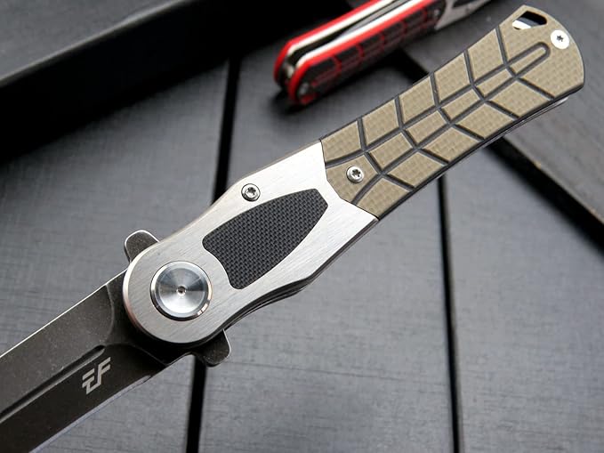 Eafengrow EF970 Folding Knife D2 Steel Blade G10 Handle EDC Tool Knife for Working Camping Hiking(Desert)