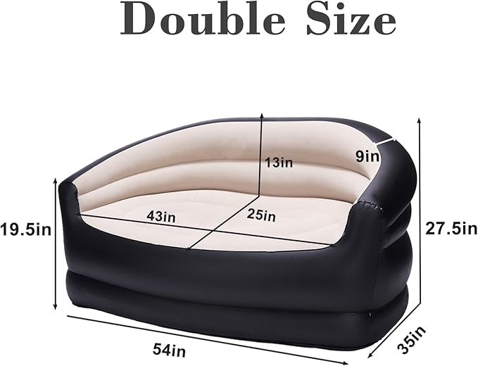 DIMAR GARDEN Inflatable Couch Outdoor Air Sofa,Blow Up Couches for Camping, Double Size
