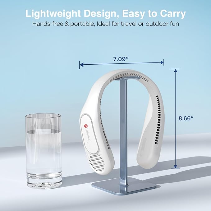 Neck Fan, Hands Free Bladeless Neck Fans Portable Rechargeable, 6000 mAh Battery Operated Wearable Personal Fan, Cooling Neck Fan, 3 Speeds, USB Fan Gifts for Men, Women, Travel, Outdoor