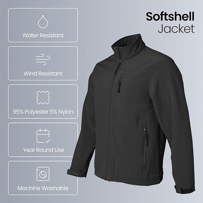 Weatherproof Men's Softshell Jacket – Wind & Water Resistant – Breathable, Lightweight Outdoor Coat