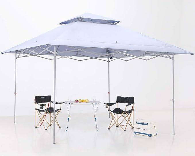 ABCCANOPY 13x13 Pop Up Canopy Base on 10x10 Canopy Frame with Double Ventilated Top, 4 Sandbags, 4 Ropes and 8 Stakes (White)