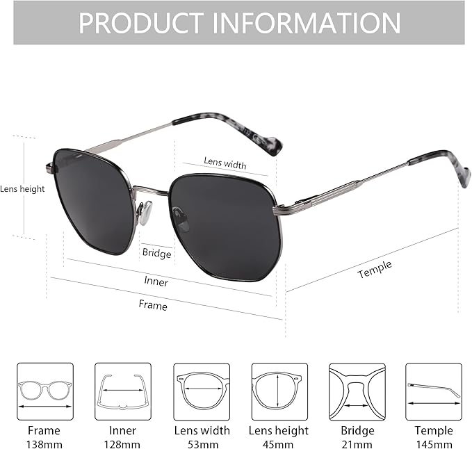 ZENOTTIC Hexagon Polarized Retro Sunglasses for Men Women-Vintage Metal Frame Design UV Protection Trendy Fashion Shades