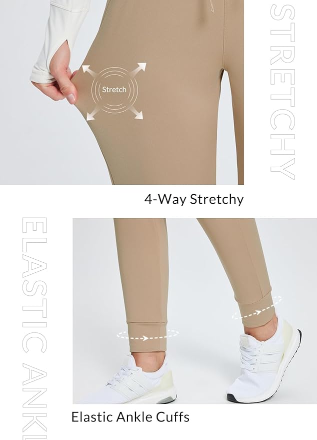 baleaf Women's Fleece Lined Pants Water-Resistant Sweatpants Winter Thermal Ski Hiking Running Joggers