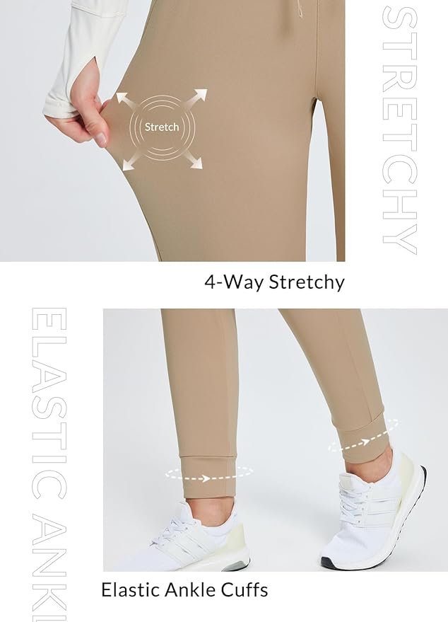 baleaf Women's Fleece Lined Pants Water-Resistant Sweatpants Winter Thermal Ski Hiking Running Joggers
