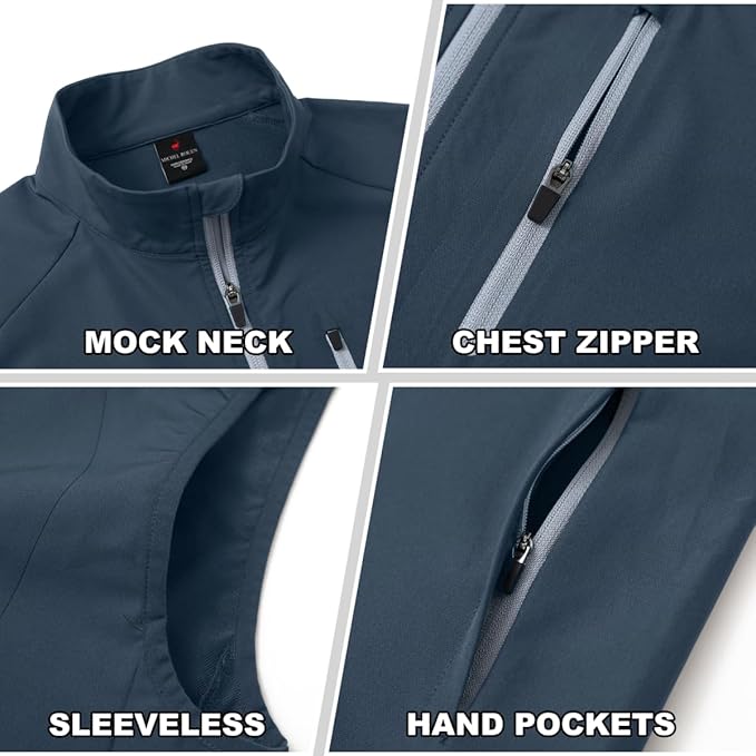 Rouen Mens Vests Outerwear Performance Lightweight Sleeveless Jacket Windproof Softshell Vests Sports Golf Vest for Men