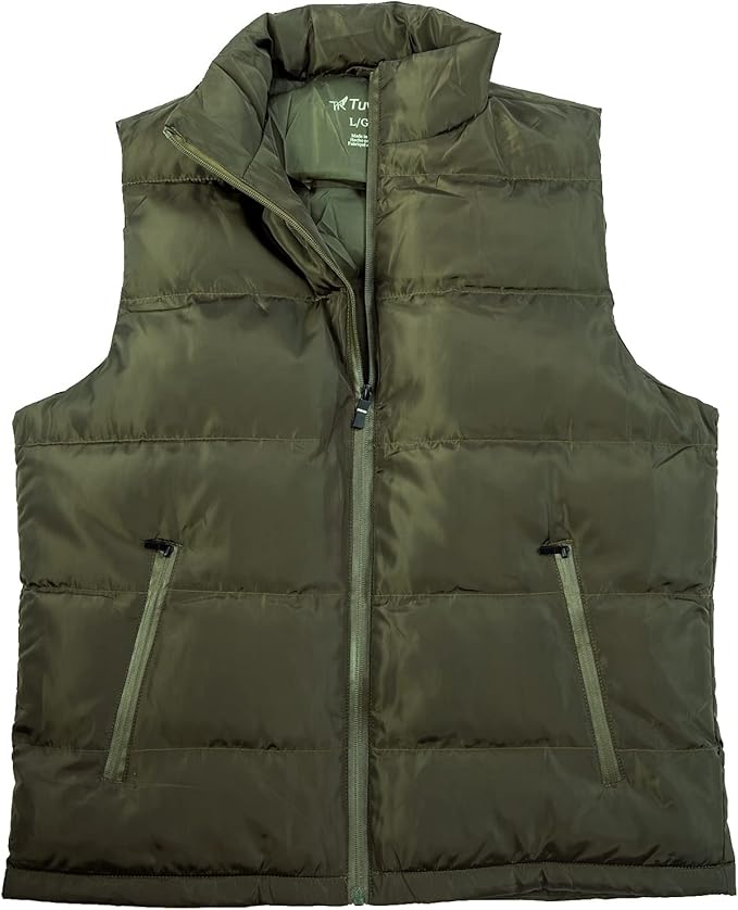 TUVEKE Men's Puffer Vest Water-Resistant winter outdoor Zipper Sleeveless Warm puffey jacket Size M To 3XL(Multicolor)