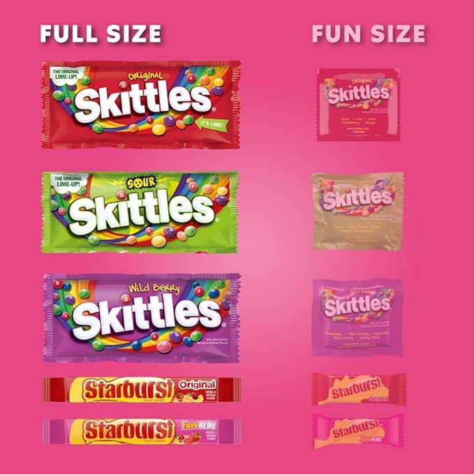 SKITTLES & STARBURST Assorted Candy Variety Pack, Halloween Party Candy Pack, 37.05 oz (18 Count) Bulk Box
