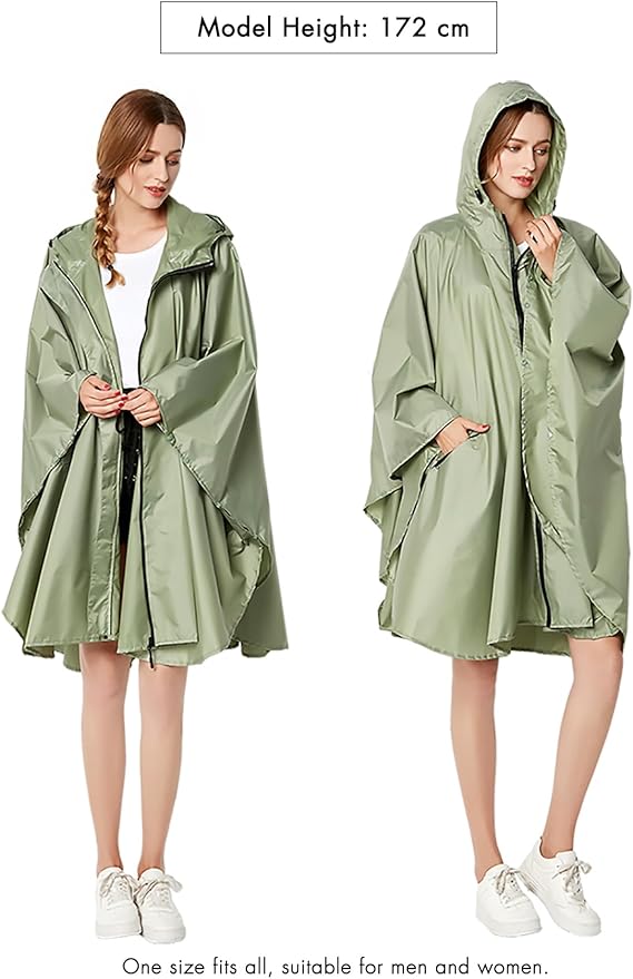 ANYOO Waterproof Rain Poncho Lightweight Reusable Hiking Hooded Coat Jacket for Outdoor Activities