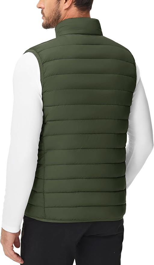 Cotrasen Men's Puffer Lightweight Vest Packable Outerwear Vest Warm Winter Outdoor Sleeveless Jacket for Travel Running