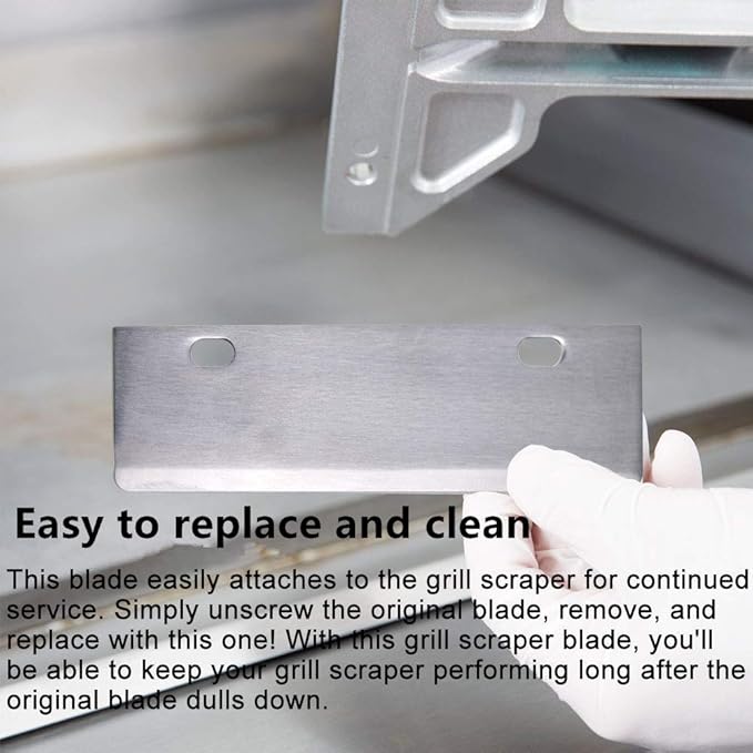 LRui Stainless Steel Grill Scraper 6" Replacement Blade Pack of 4 Heavy Duty Outdoor BBQ Grill Cleaning Tools & Accessories