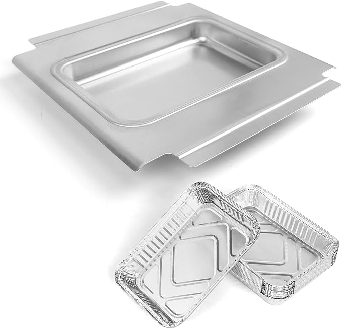 Uniflasy 80580 Catch Pan for Weber Q200 Q300 Q220 Q240 Q2000 Q2200 Q320 Grill, Drip Tray for Weber Q200/Q300 Series Grill with 6415 Aluminum Liner Replacement for Weber 41877, 15 Pack