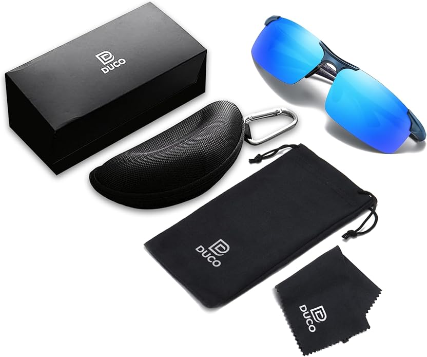 DUCO Mens Sunglasses Polarized Sports Fishing Running Driving Carbon Fiber Sunglasses for Men UV400 Protection DC8277