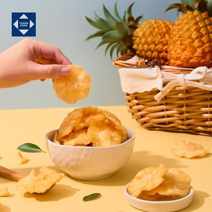 Natural Dried Pineapple – Premium Quality, Naturally Sweet & Juicy, Soft & Chewy, Gluten-Free, Vegan, Healthy Snack Option, High in Vitamins, 10.5 OZ (300gram) – Authentic Taste of Thailand (Pack of 3)