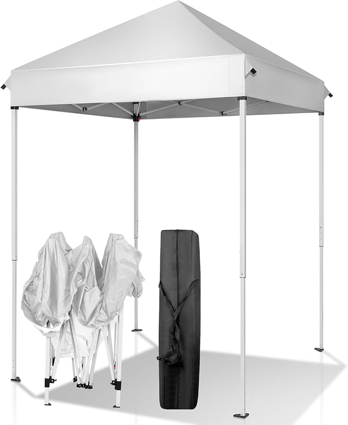 Outvita 5x5 Pop Up Canopy Tent, Ez Up Outdoor Canopy Tent Instant Shelter with Carry Bag Straight Legs Patio Balcony Porch Backyard Garden